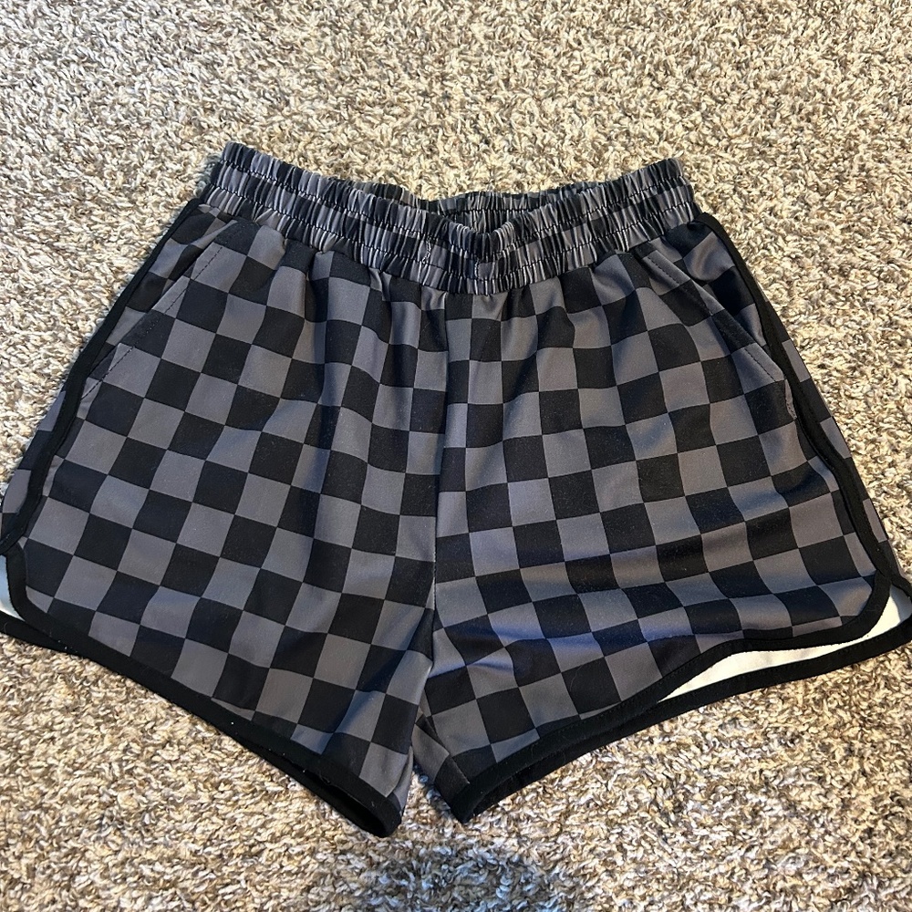 Small black checkered shorts